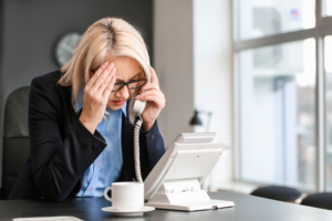 Stressed lady in office